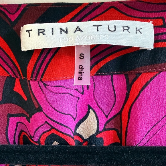 Trina Turk Red and Pink Floral Long Sleeve Mini Dress size Small - Picture 5 of 7